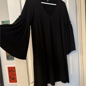 Elegant Bell Sleeve Black Dress